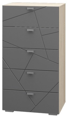 Комод MLK Скайлайн, 60x45x111 см, серый, коричневый