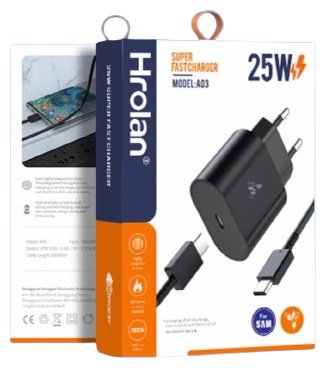Зарядное устройство Hrolan A03 25W GaN USB Type-C черный купить,0