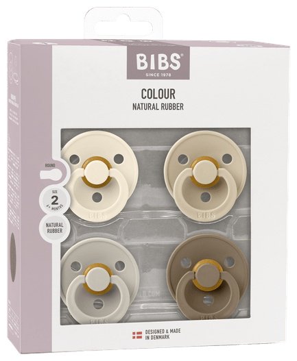 Набор пустышек BIBS Colour 4 шт. Ivory/Sand/Vanilla/Dark Oak 6&#43; месяцев, 4 шт, коричневый купить,0