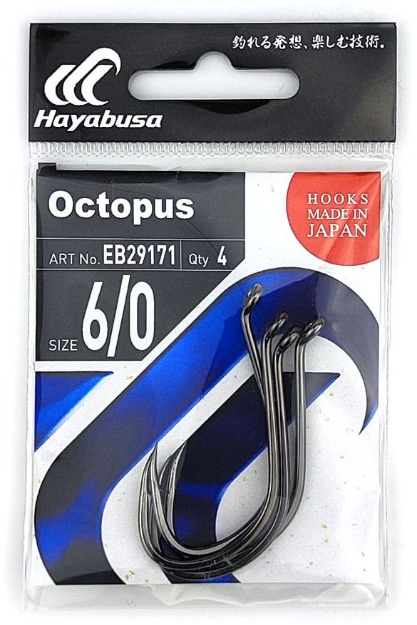 Крючок для рыбалки Hayabusa Octopus H.BEK562 BN №6/0 одинарный черный 4 шт купить,NaN