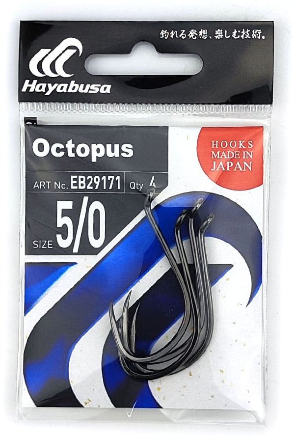 Крючок для рыбалки Hayabusa Octopus H.BEK562 BN №5/0 одинарный черный 4 шт купить,NaN
