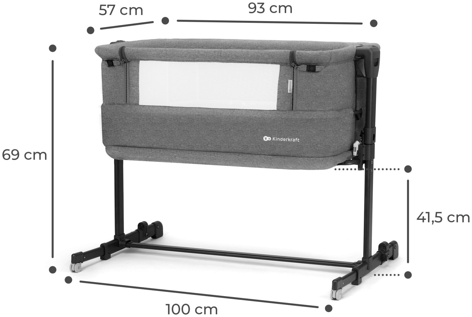 Манеж-кровать Kinderkraft NESTE GROW Dark Grey, темно-серый купить,NaN