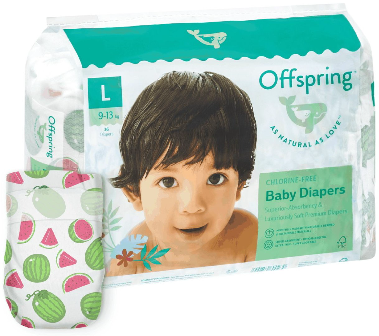 Подгузники Offspring L, 36 шт купить,NaN