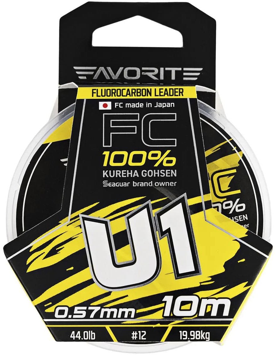 Favorite флюорокарбоновая леска U1 FC 10m 12/0.57mm 44.0lb/19.98kg 0.57 мм прозрачный купить,NaN