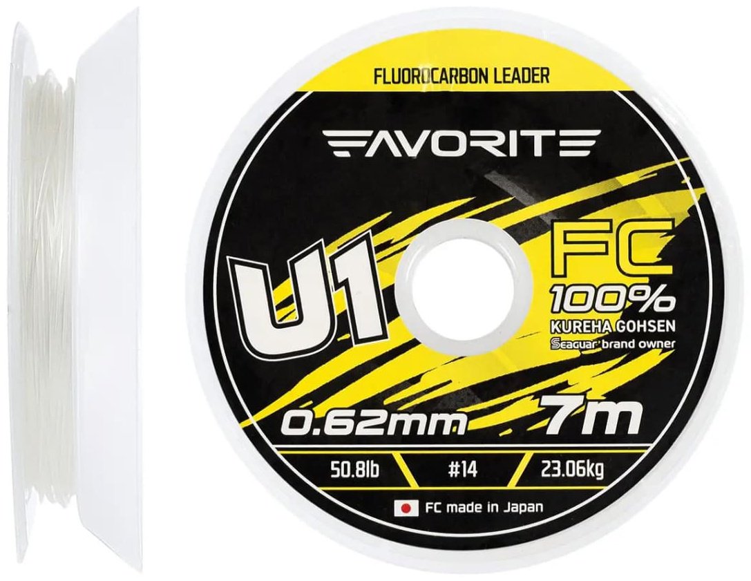Favorite флюорокарбоновая леска U1 FC 7m# 14/0.62mm 50.8lb/23.06kg 0.62 мм прозрачный купить,NaN