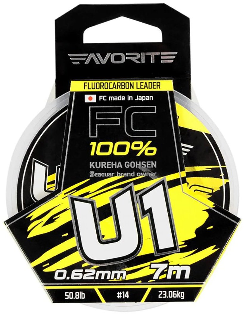 Favorite флюорокарбоновая леска U1 FC 7m# 14/0.62mm 50.8lb/23.06kg 0.62 мм прозрачный купить,NaN