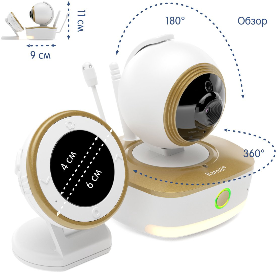 Видеоняня Ramili 2-в-1 Wi-Fi Full HD с повышенной дальностью RV1800 купить,NaN