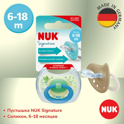 Пустышка NUK 10736657 Signature, 6-18m, 1 шт, зеленый