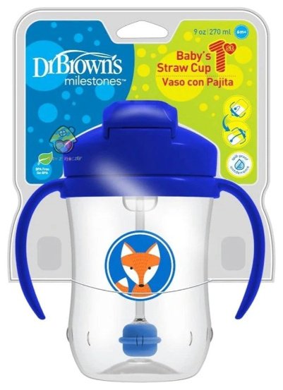 Поильник с трубочкой Dr. Browns, 270 мл, пластик/силикон - ForteMarket Поильник с трубочкой Dr. Browns, 270 мл, пластик/силикон купить,0