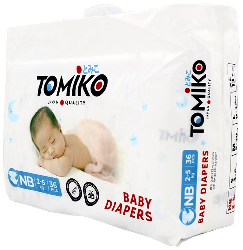 Подгузники Tomiko NB, 36 шт
