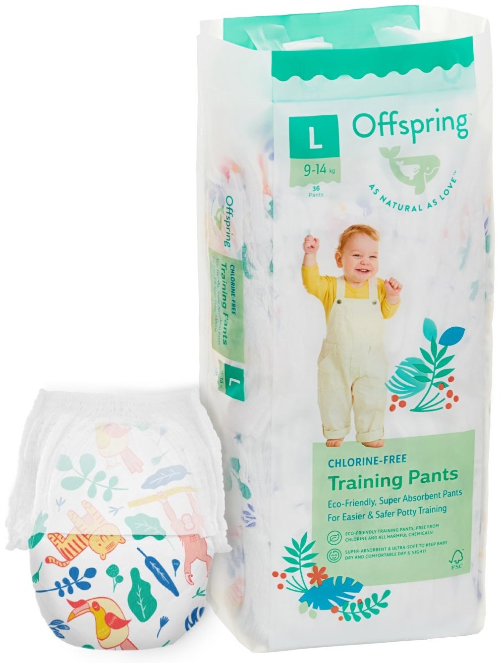 Подгузники-трусики Offspring L, 36 шт купить,0