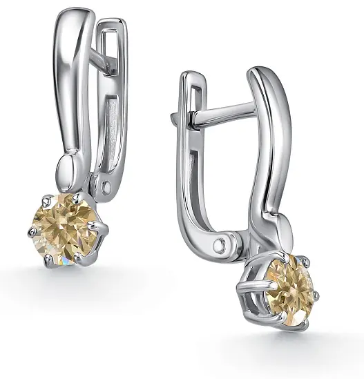 Серьги АЛЬКОР 02-5188_001М-00 вес 2.3 г серебро, муассанит купить,43400