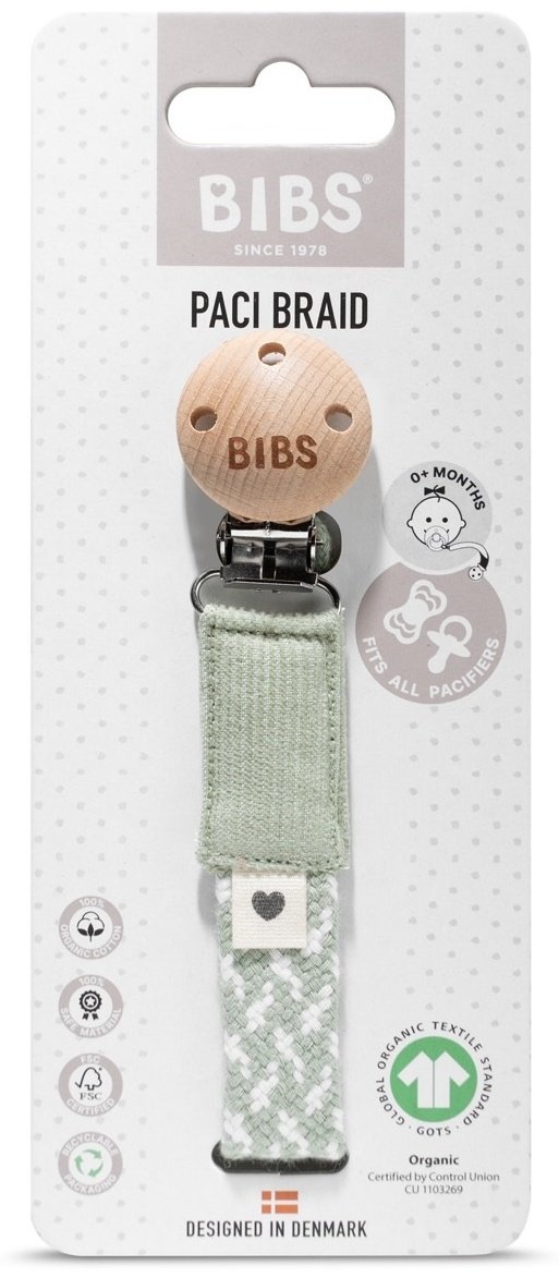 Держатель для пустышки BIBS Paci Braid, Sage/Ivory купить,0