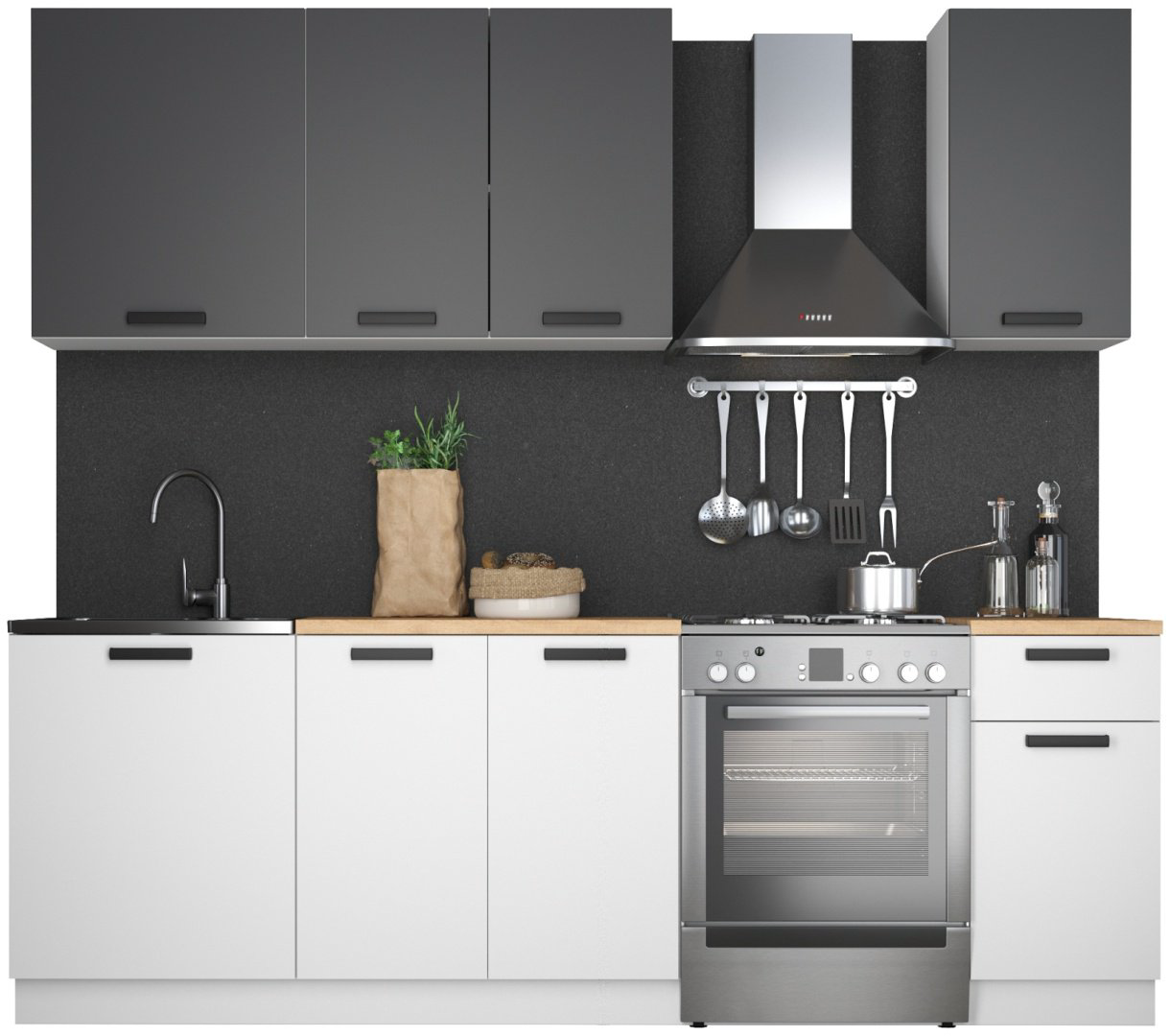 Гарнитур кухонный Imperial Ника 180x160х60см черно-белый купить,NaN