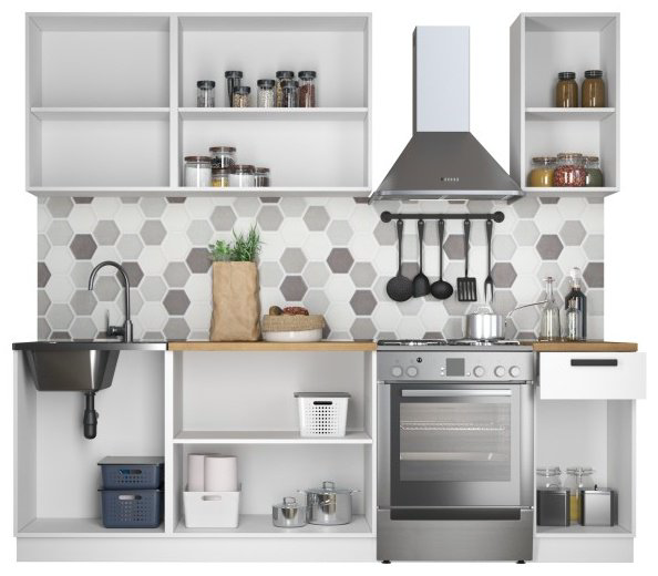 Гарнитур кухонный Imperial Ника 180x160х60см черно-белый купить,NaN