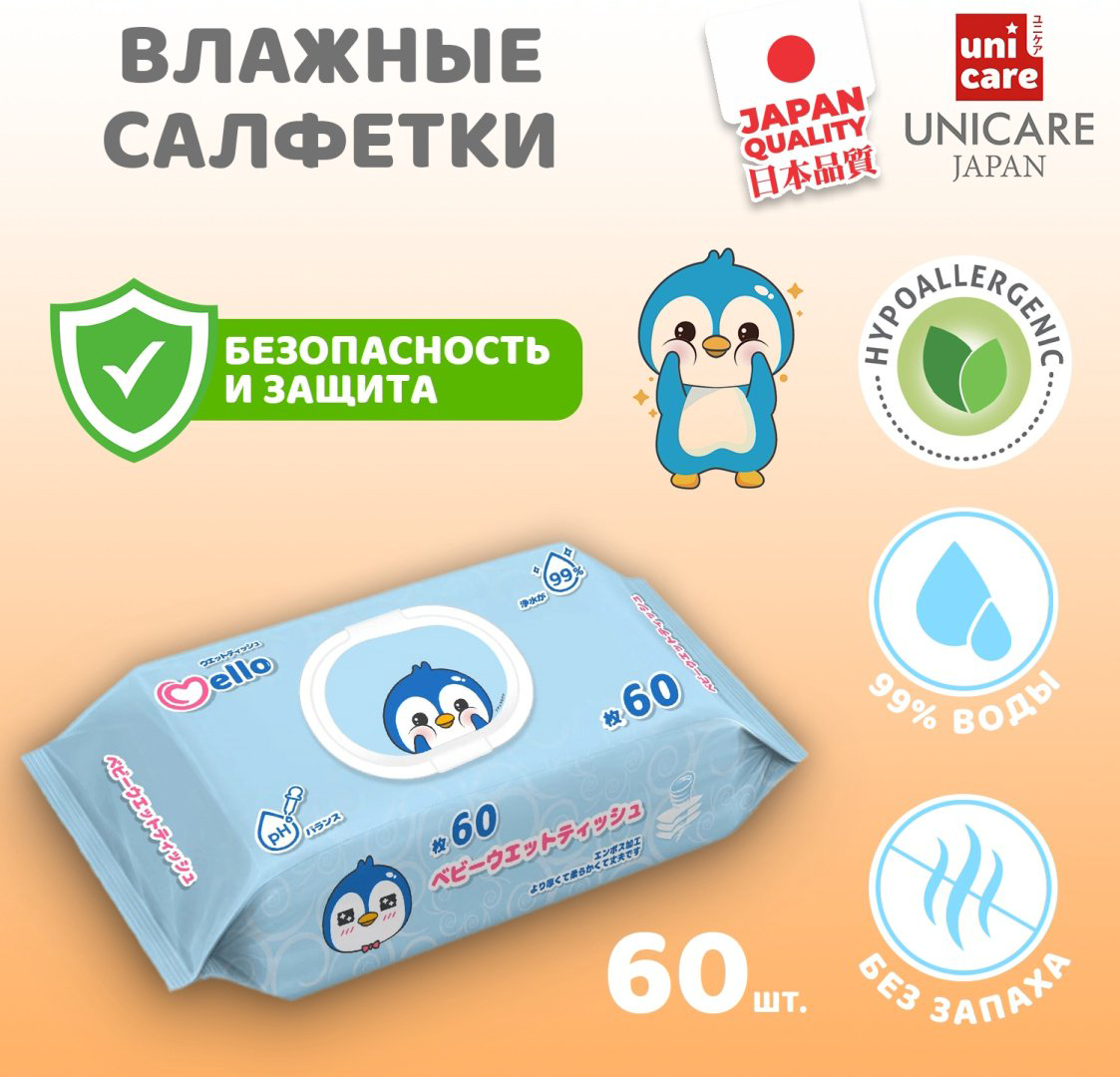 Детские влажные салфетки Mello Mello 60 шт купить,NaN