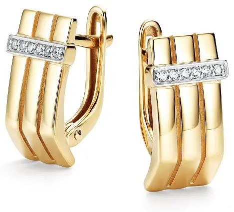 Серьги АЛЬКОР 26904-300 вес 3 г золото, бриллиант купить,NaN