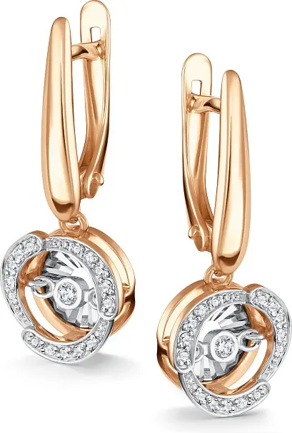 Серьги АЛЬКОР 24324-100 вес 4 г золото, бриллиант купить,NaN