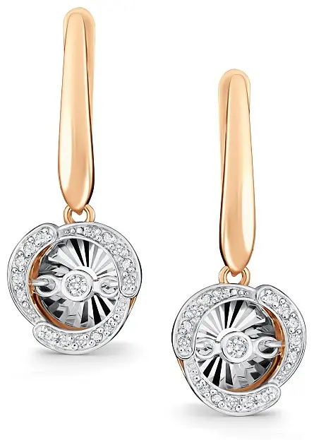 Серьги АЛЬКОР 24324-100 вес 4 г золото, бриллиант купить,NaN