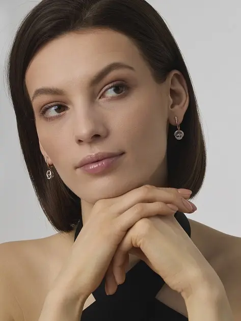 Серьги АЛЬКОР 24324-100 вес 4 г золото, бриллиант купить,NaN