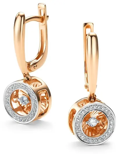 Серьги АЛЬКОР 25102-100 вес 4.55 г золото, бриллиант купить,NaN