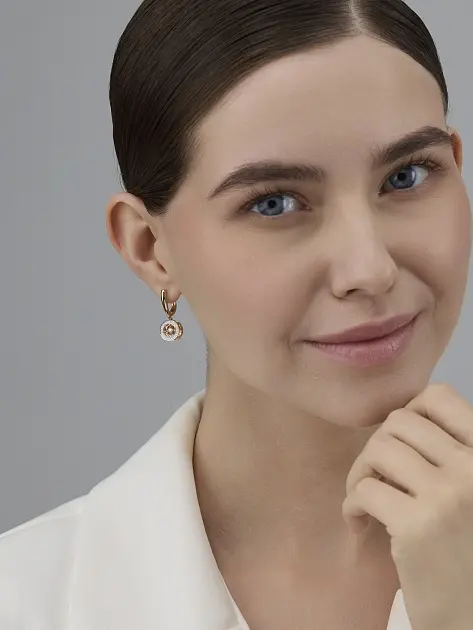 Серьги АЛЬКОР 25102-100 вес 4.55 г золото, бриллиант купить,NaN