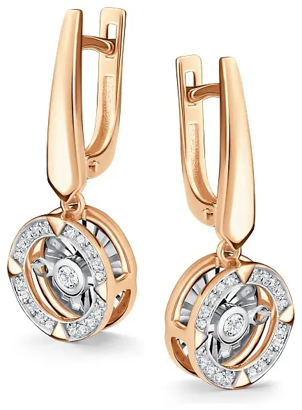Серьги АЛЬКОР 24326-100 вес 4.84 г золото, бриллиант купить,NaN