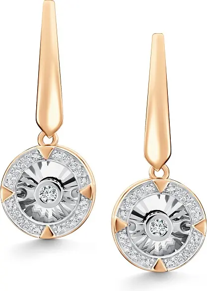 Серьги АЛЬКОР 24326-100 вес 4.84 г золото, бриллиант купить,NaN