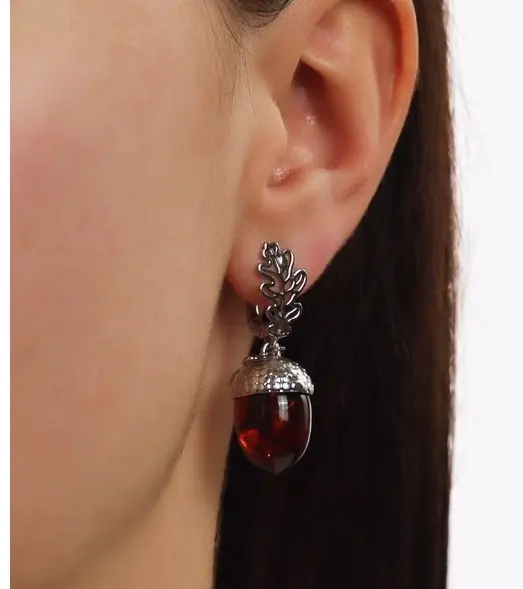 Серьги AMBER TEAM 929041144cb вес 8 г серебро, янтарь купить,72800
