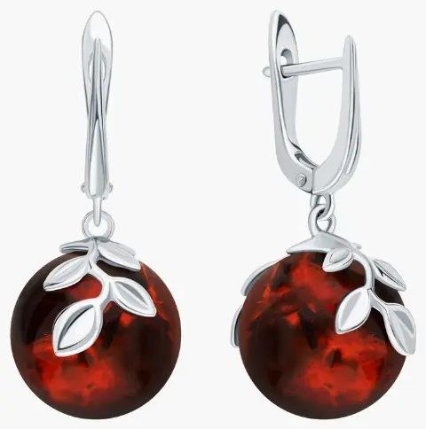 Серьги AMBER TEAM 429041142tt вес 6 г серебро, янтарь купить,51600