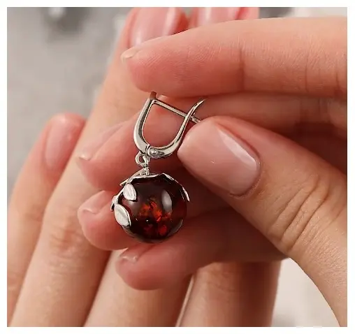 Серьги AMBER TEAM 429041142tt вес 6 г серебро, янтарь купить,51600