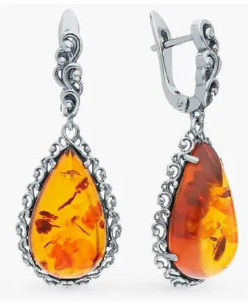 Серьги AMBER TEAM 929041760ab вес 5 г серебро, янтарь купить,NaN