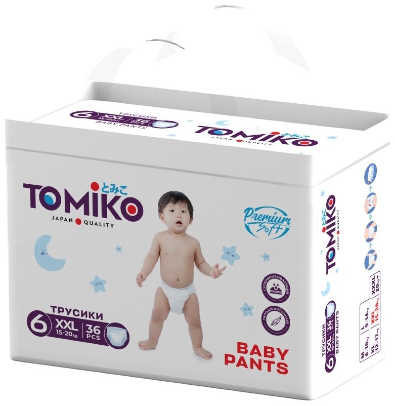 Подгузники-трусики Tomiko 6, 36 шт купить,NaN