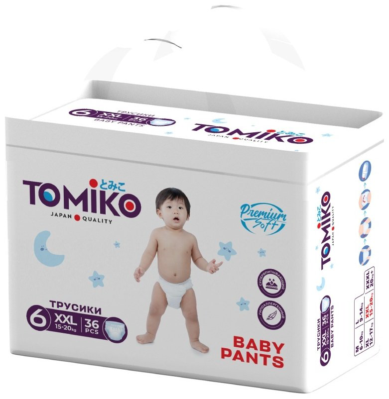 Подгузники-трусики Tomiko 6, 36 шт купить,NaN