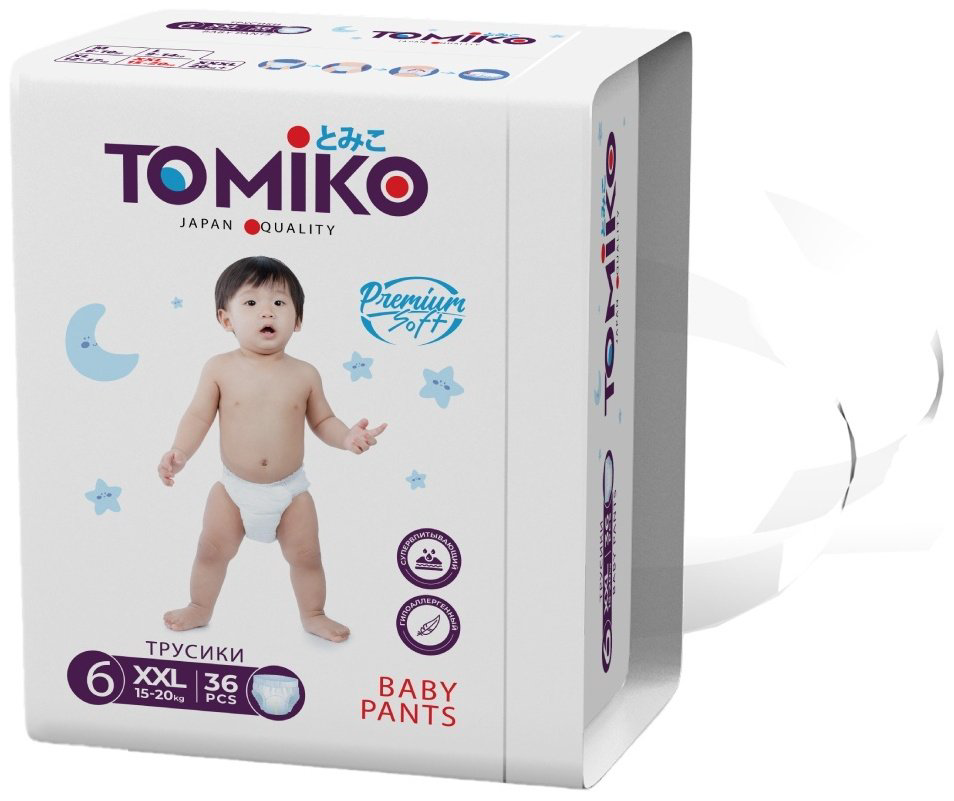 Подгузники-трусики Tomiko 6, 36 шт купить,NaN