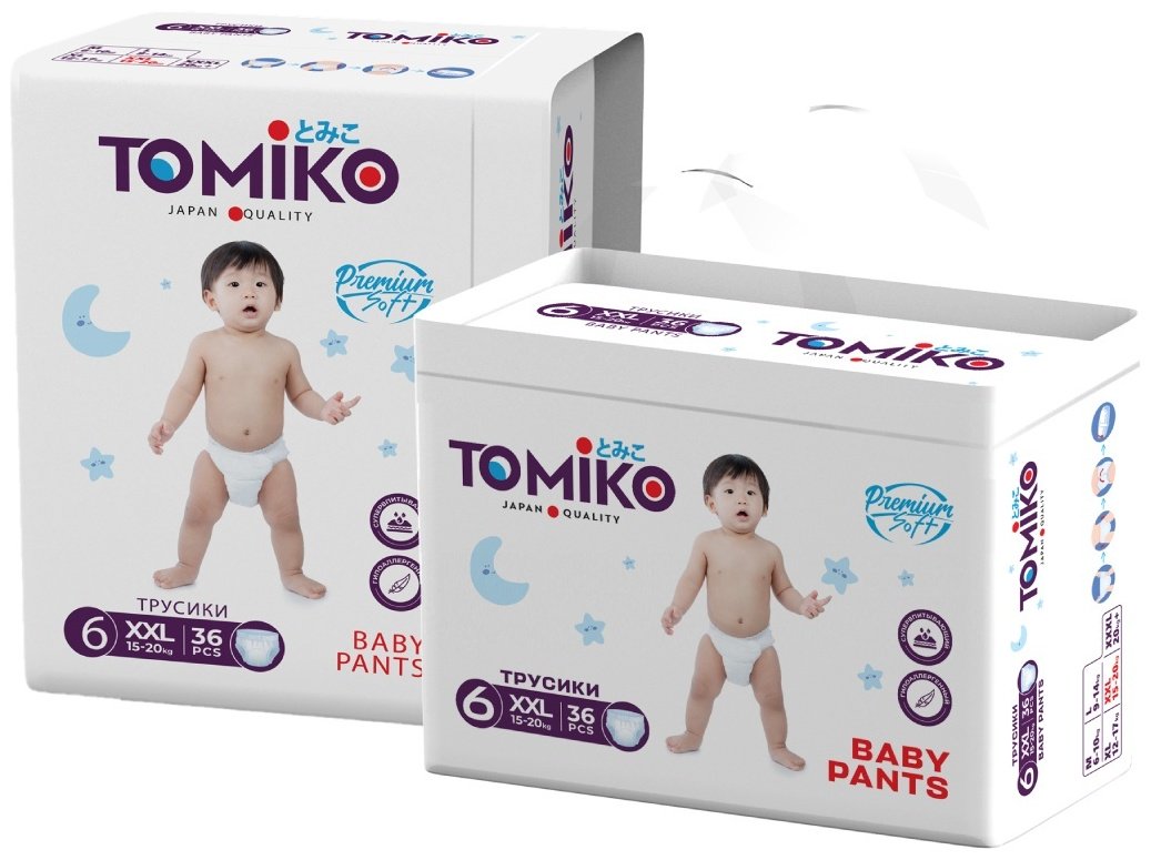 Подгузники-трусики Tomiko 6, 36 шт купить,NaN