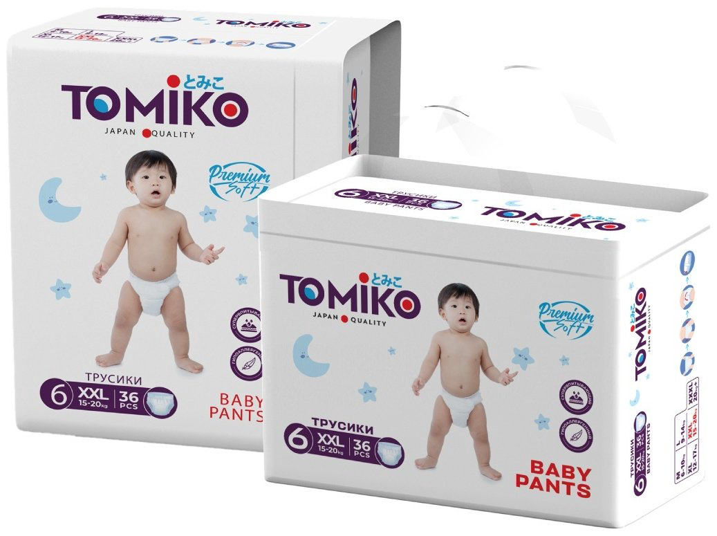 Подгузники-трусики Tomiko 6, 36 шт купить,NaN