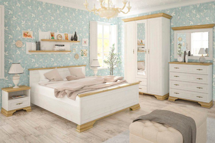Спальный гарнитур Мебель-Сервис Ирис 3Д дуб Андерсон пайн/золотой купить,NaN
