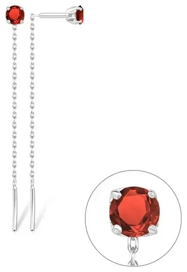 Серьги-цепочки EFREMOV 12200113899-4 вес 1 г серебро, гранат купить,14400