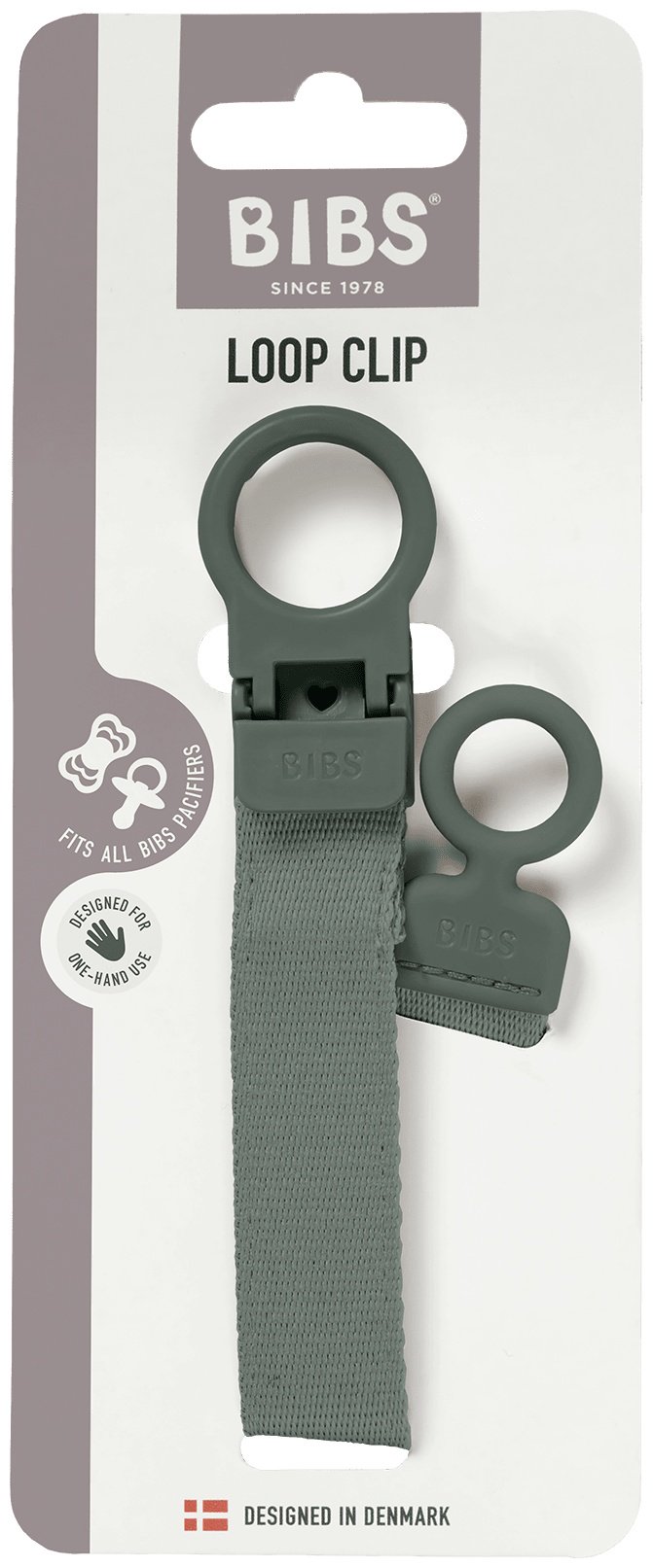 Держатель пустышки BIBS Clip Loop Pine, 1 шт, зеленый купить,0