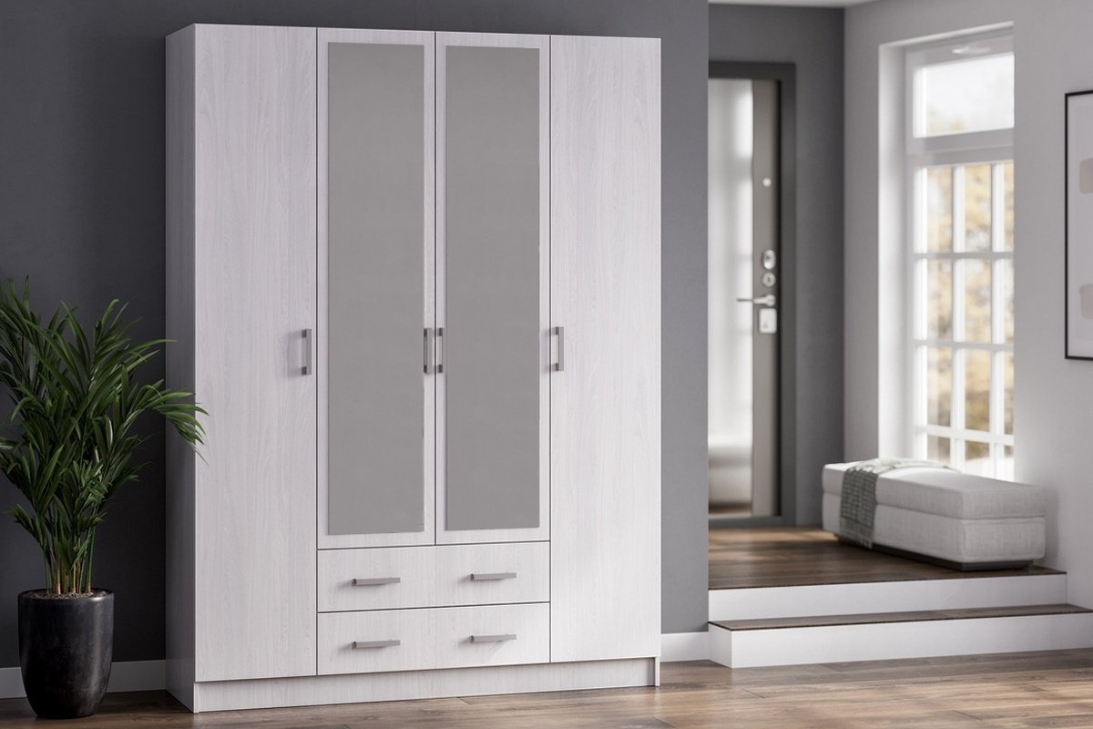 Шкаф Стендмебель Квадро 4Д 160x220х49.6см белый купить,NaN