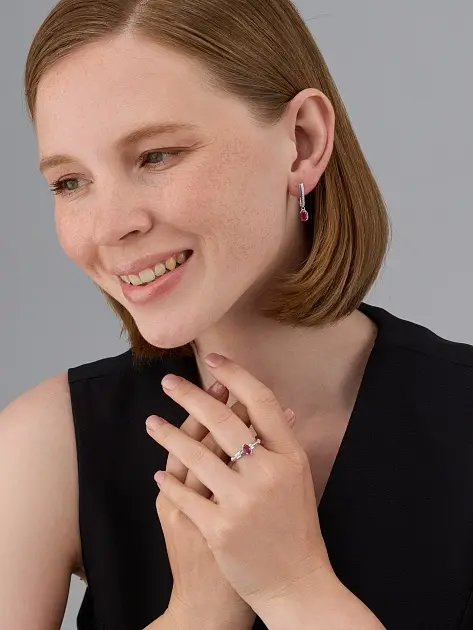 АЛЬКОР 01-4592_000Р-00 размер 18.5 вес 2.4 г серебро, рубин, фианит купить,42840