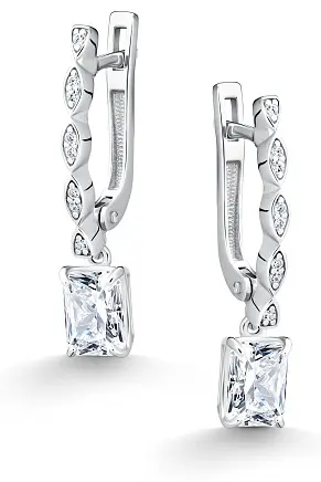 Серьги АЛЬКОР 02-5724_00БТ-00 вес 3.9 г серебро, бриллианит купить,43760