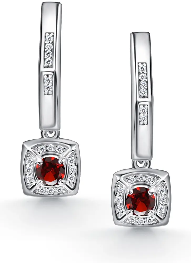 Серьги АЛЬКОР 02-4855_00ГР-00 вес 4.5 г серебро, гранат, фианит купить,32480