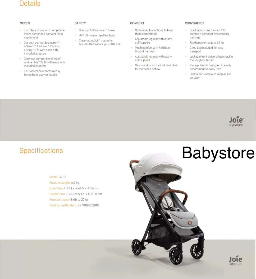 Коляска прогулочная Joie Parcel, светло-серый - ForteMarket Коляска прогулочная Joie Parcel, светло-серый купить,0