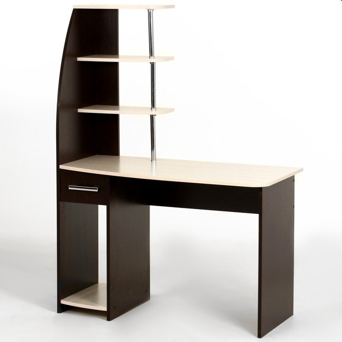 Стол компьютерный с надстройкой BTS Скай NEW, 110х58x150 см, коричневый, бежевый купить,NaN