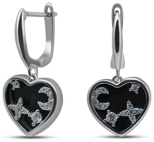 Серьги Silver WINGS 222237118b вес 4.51 г серебро, оникс купить,29880