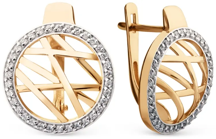 Серьги Династия 026952-1102 вес 3.7 г золото, фианит купить,296800