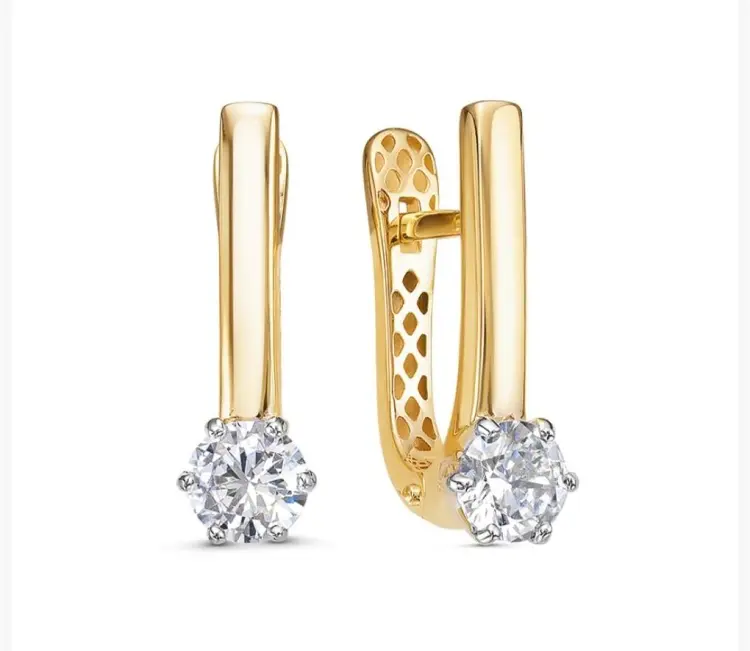 Серьги DELTA LUX дф1201578рл вес 2.38 г золото, фианит купить,190400