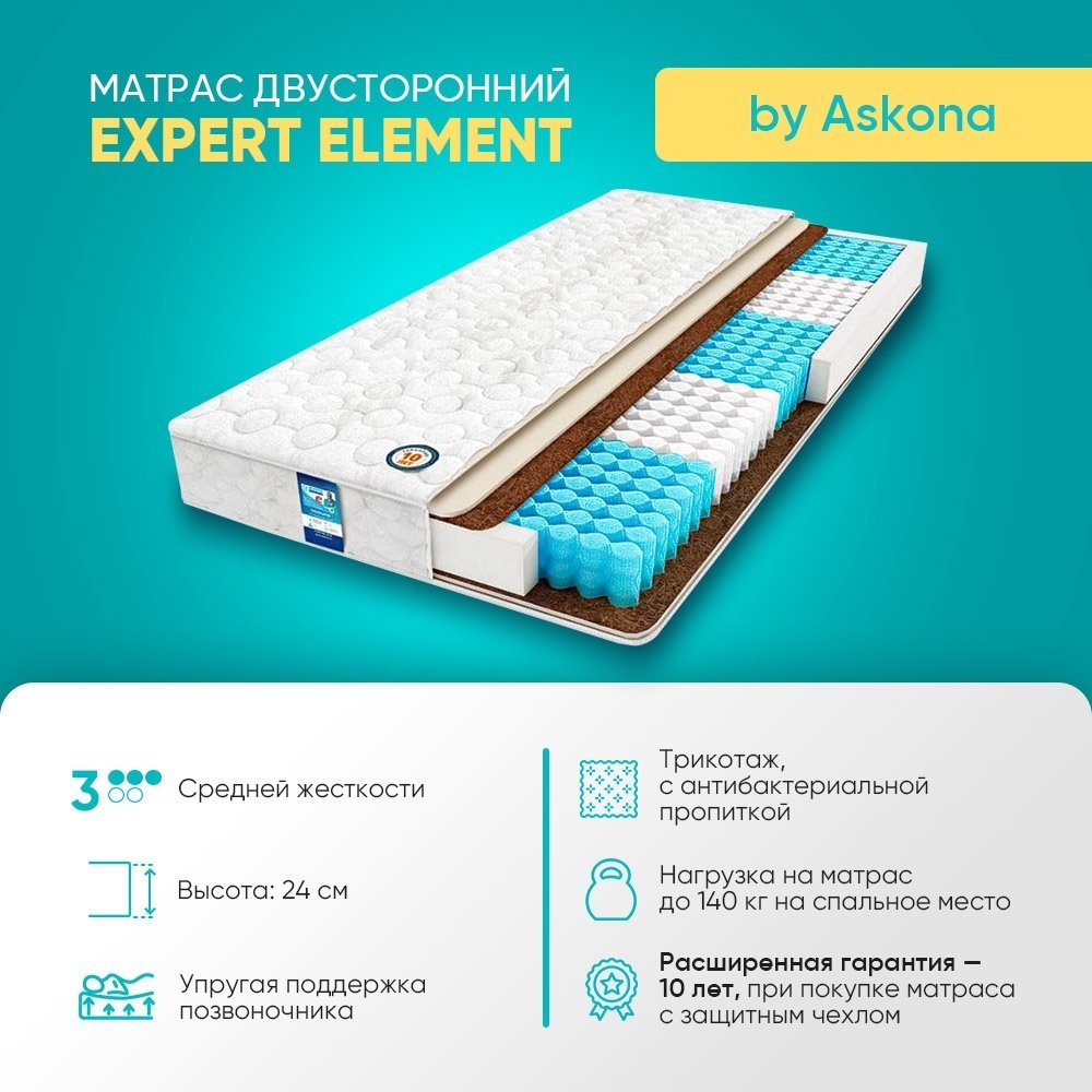 Матрас Askona EXPERT ELEMENT, 160x200x25 см купить,NaN